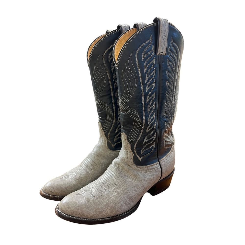 TONY LAMA Cowboy Western Boots 8.5D Gray Blue Country Rodeo Riding Ranch Concert